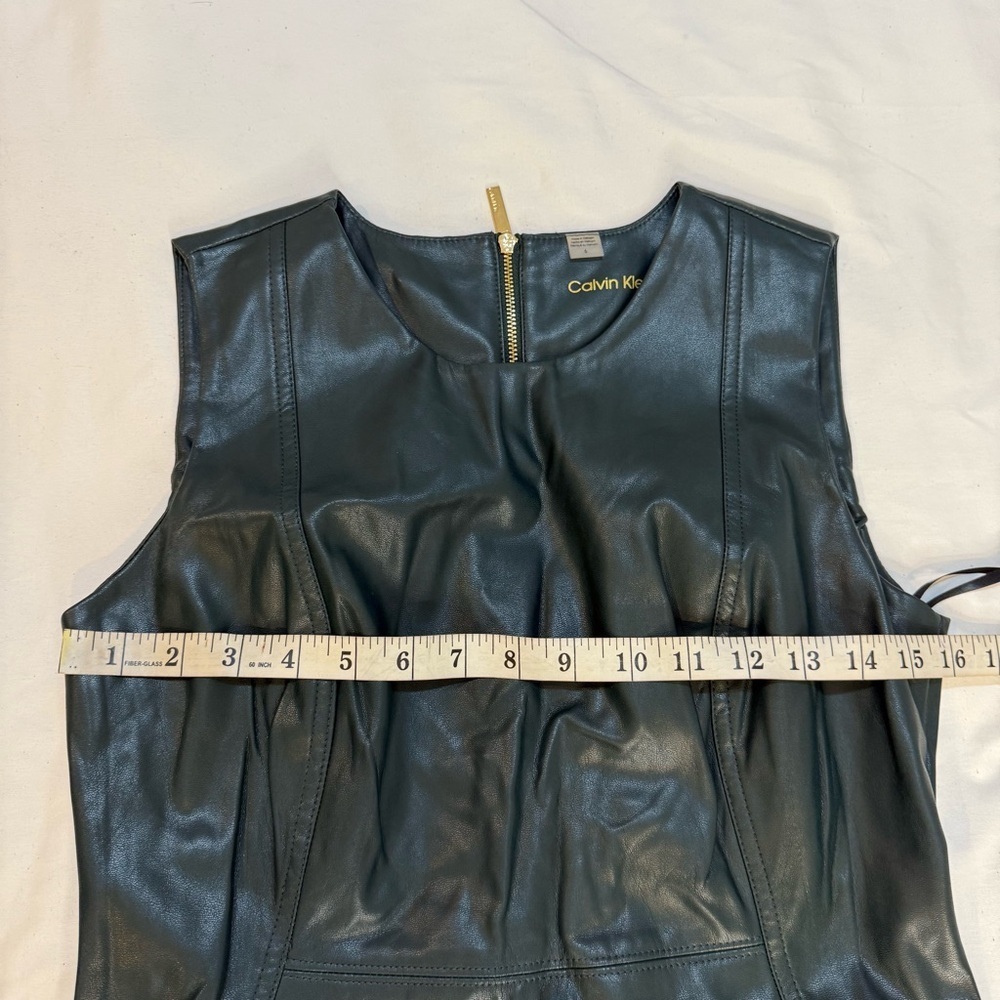 Calvin Klein green faux leather dress - Picture 3 of 11